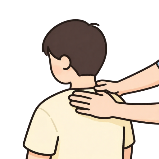 肩こりをマッサージされている人